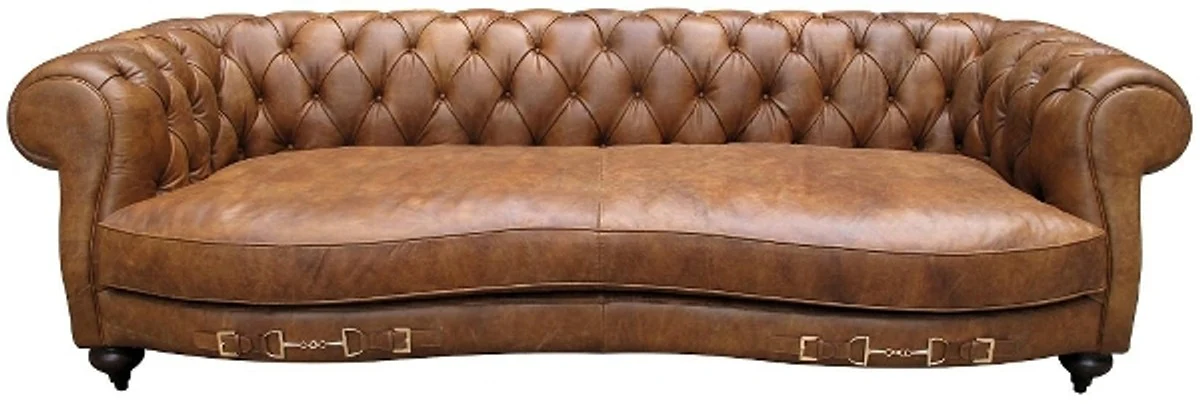 Genuine leather 2.5-seater sofa Columbia brown 218 x 105 x H. 73 cm - luxury quality