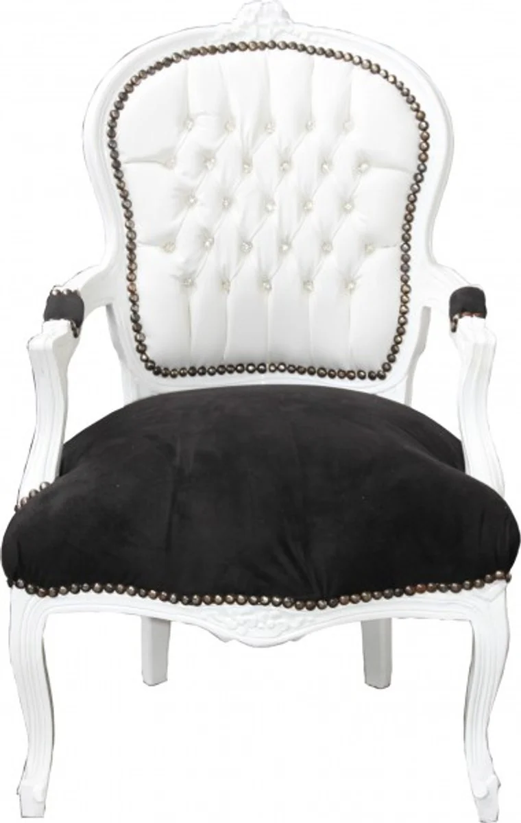 Baroque Salon Chair White / Black Mod2 Bling Bling