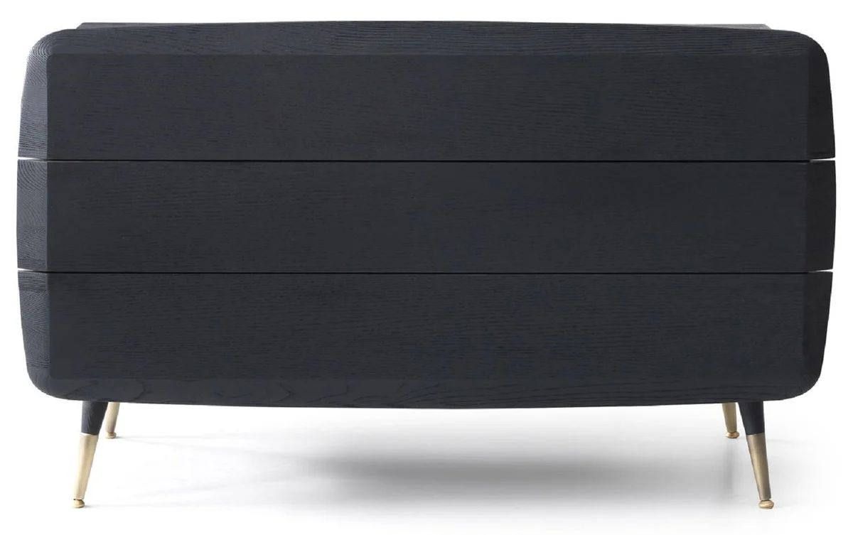 Luxury solid wood chest of drawers with 3 drawers black / antique brass 123 x 55 x H. 78 cm - Bedroom chest of drawers - Bedroom furniture - Luxury furniture - Luxury furnishings - Furniture luxury