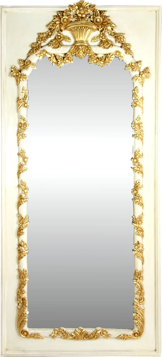 Baroque wall mirror cream / gold antique style 85 x H. 190 cm - Magnificent baroque mirror with beautiful decorations