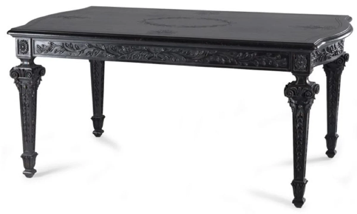 Luxury Baroque Dining Table Black - Rectangular Solid Wood Dining Room Table in Baroque Style - Baroque Dining Room & Hotel Furniture - Luxury Quality - Made in Italy