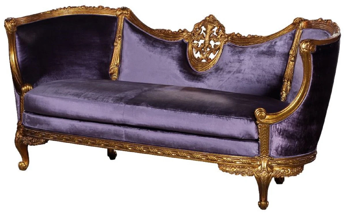 Luxury Baroque Velvet Sofa Purple / Gold - Elegant Handmade Living Room Sofa in Baroque Style - Magnificent Baroque Living Room Furniture
