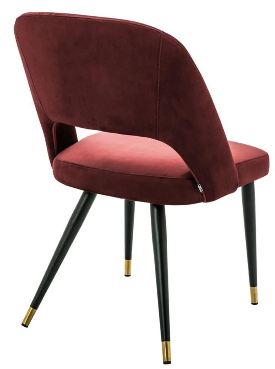 Luxury dining room chair Bordeaux red / black 52 x 58 x H. 85 cm - Luxury dining room furniture