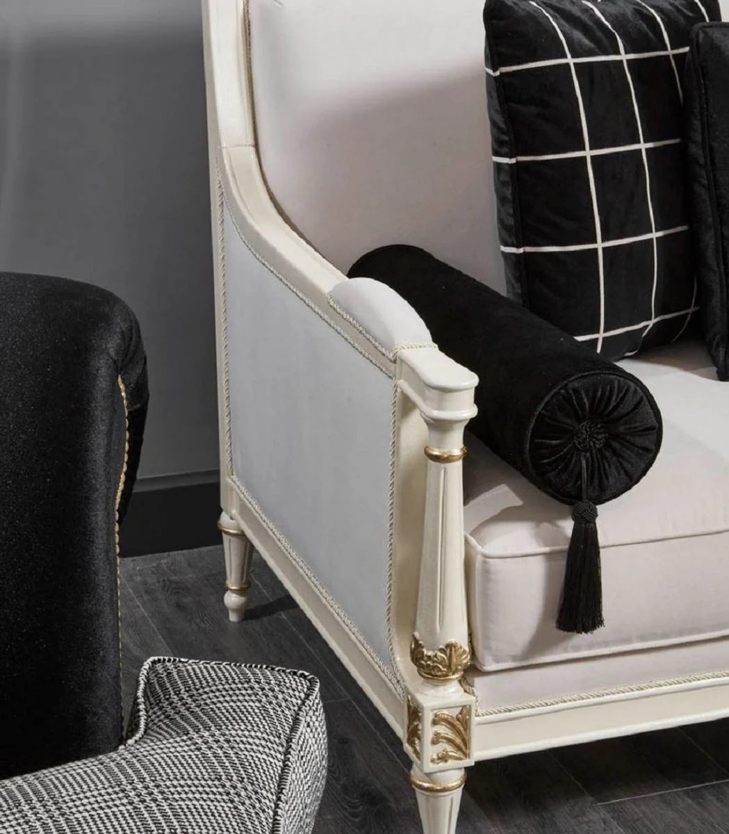 Luxury Baroque Sofa White / Gray / Black / Gold 260 cm - Baroque Living Room Furniture