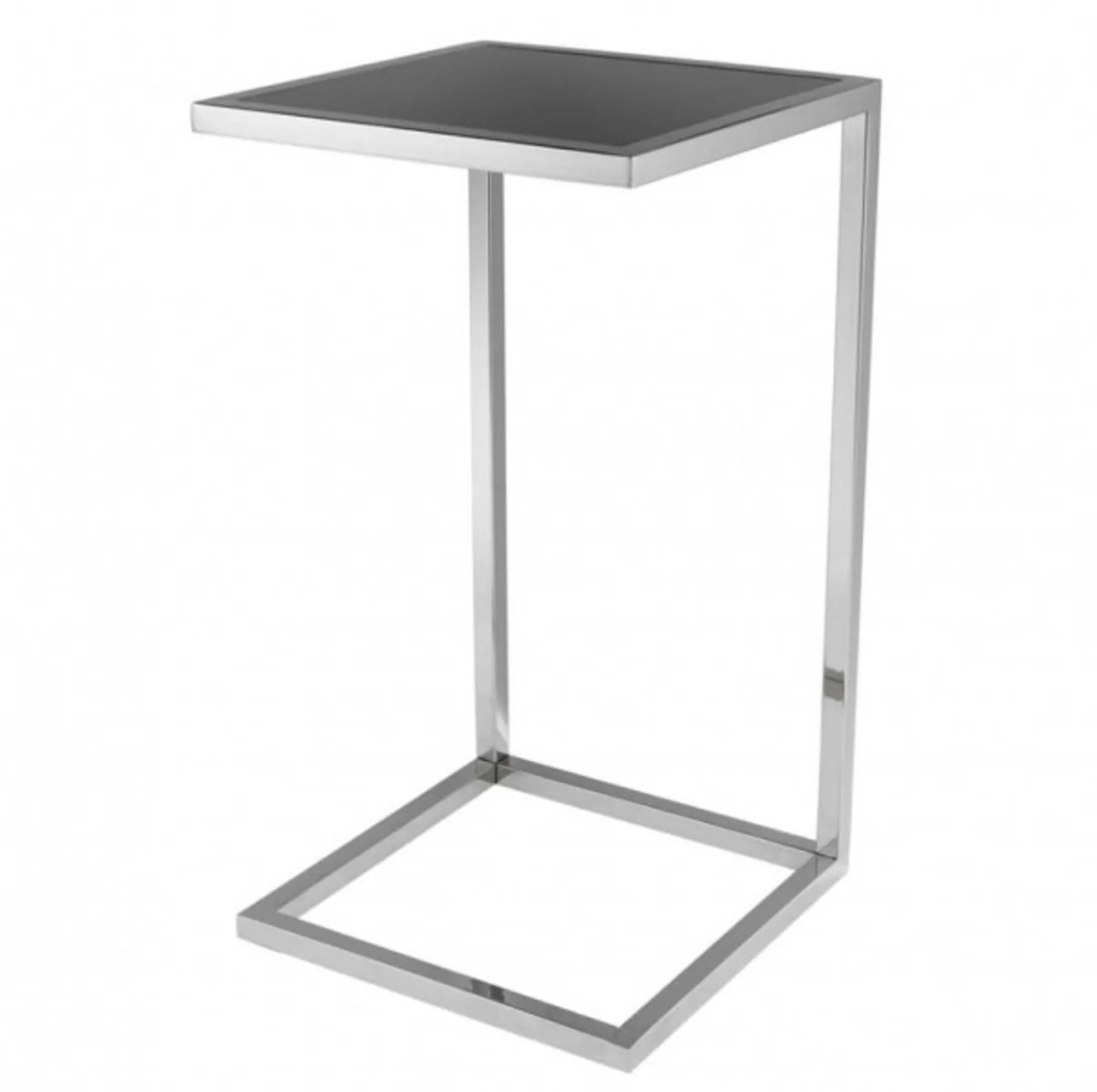 Luxury Art Deco designer side table nickel with black glass - luxury quality