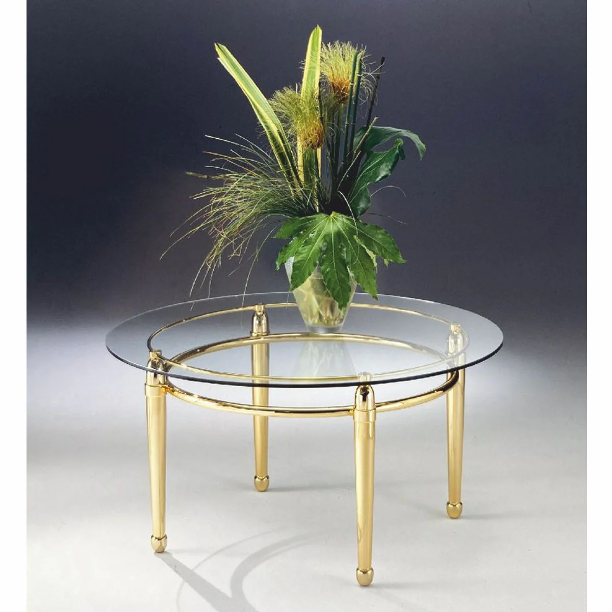 Luxury brass coffee table with glass top Ø 90 cm - Made in Italy