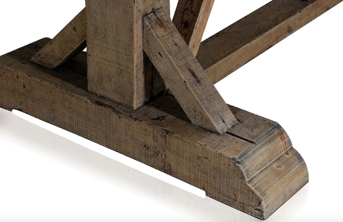 Country house style dining table brown 330 x 110 x H. 77 cm - Rustic solid wood kitchen table - Rustic solid wood dining room furniture - Country house style dining room furniture