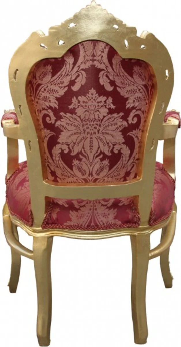 Baroque Dining Chair Bordeaux Pattern / Gold with Armrests - Limited Edition
