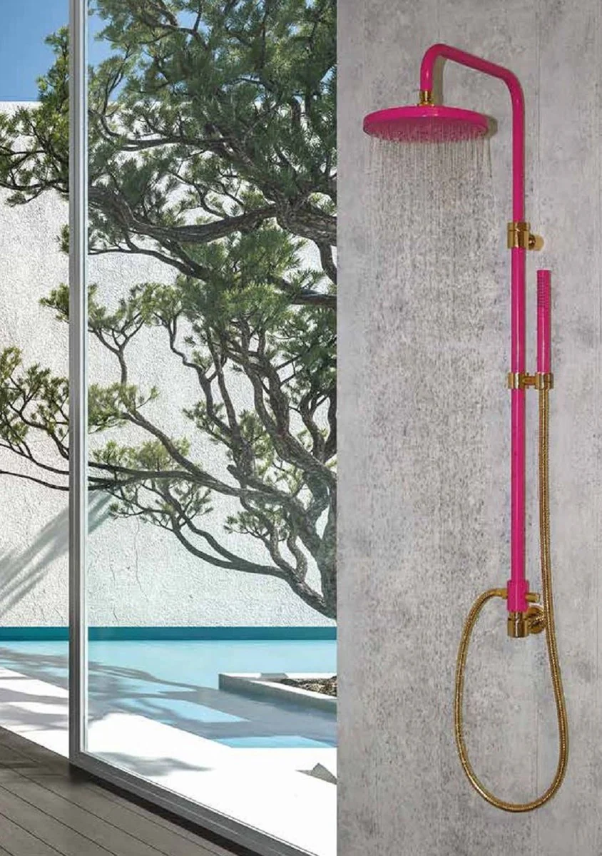 Luxury bathroom shower set pink / gold - Made in Italy