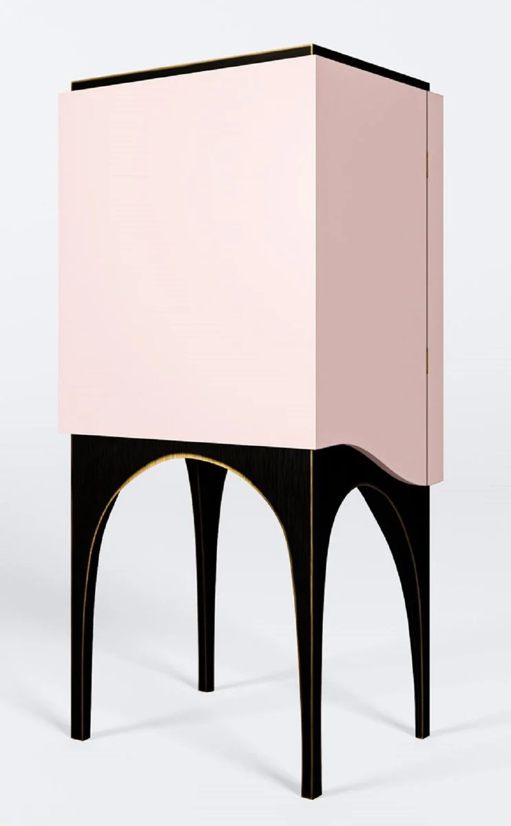 Luxury bar cabinet pink / black / brass 48 x H. 134 cm - solid wood wine cabinet with 2 doors - bar furniture - hotel furniture - luxury furniture