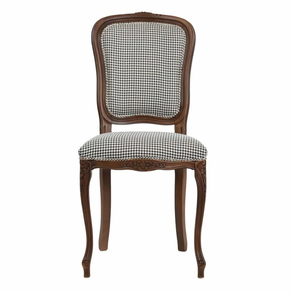 Luxury Baroque Dining Room Chair Black / White / Brown H. 100 cm