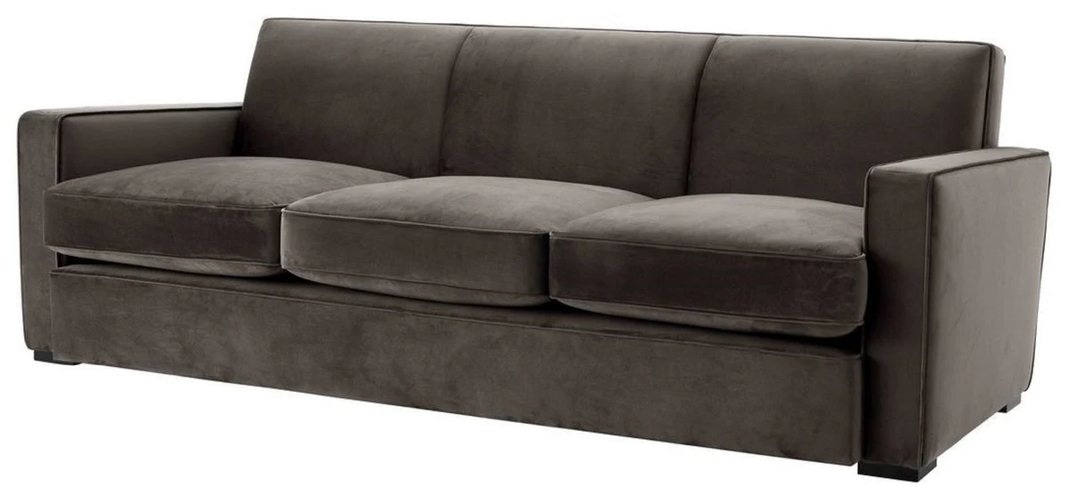 Luxury living room velvet sofa gray / black 229 x 94 x H. 82 cm - Luxury living room furniture