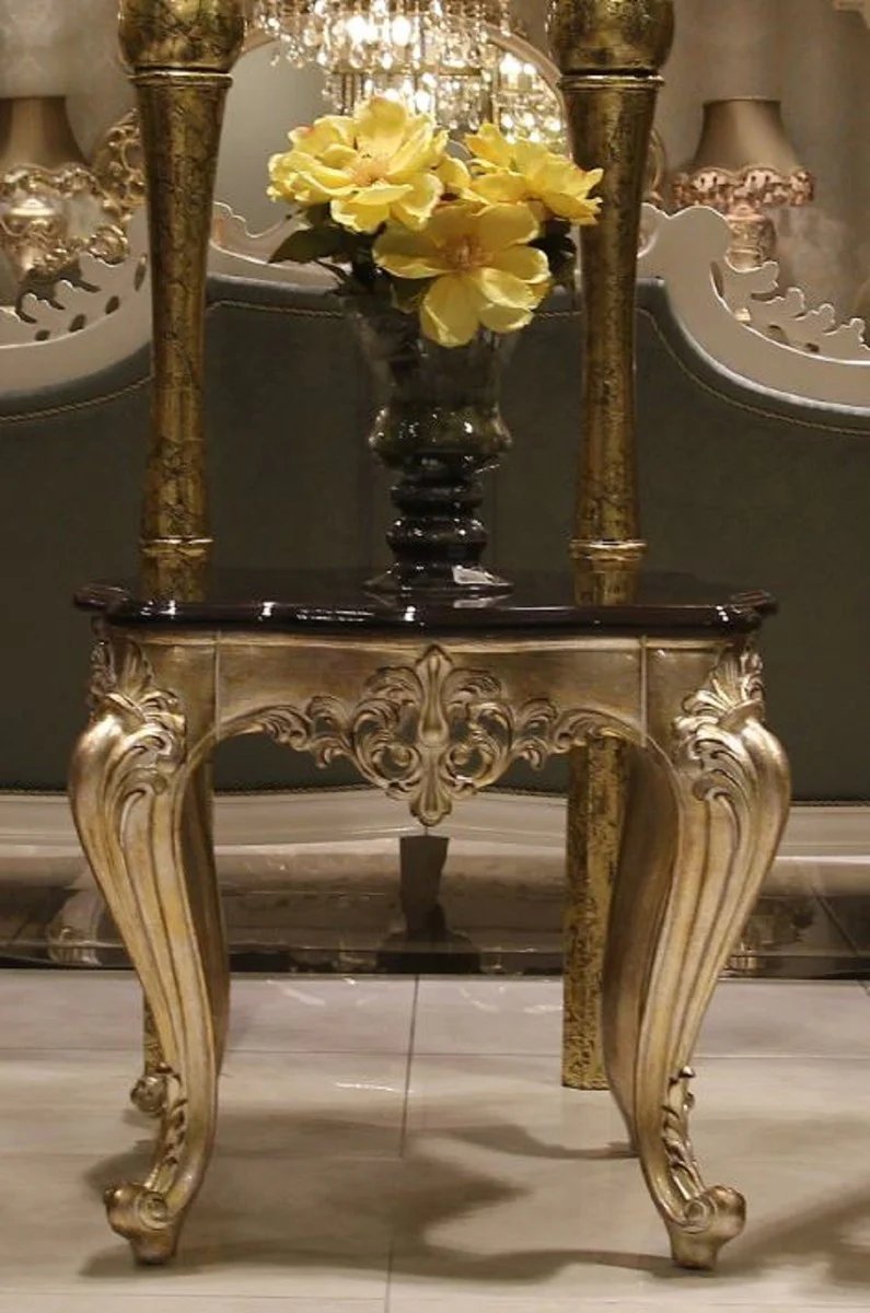 Luxury baroque side table dark brown / gold - magnificent handmade table in baroque style - baroque living room furniture