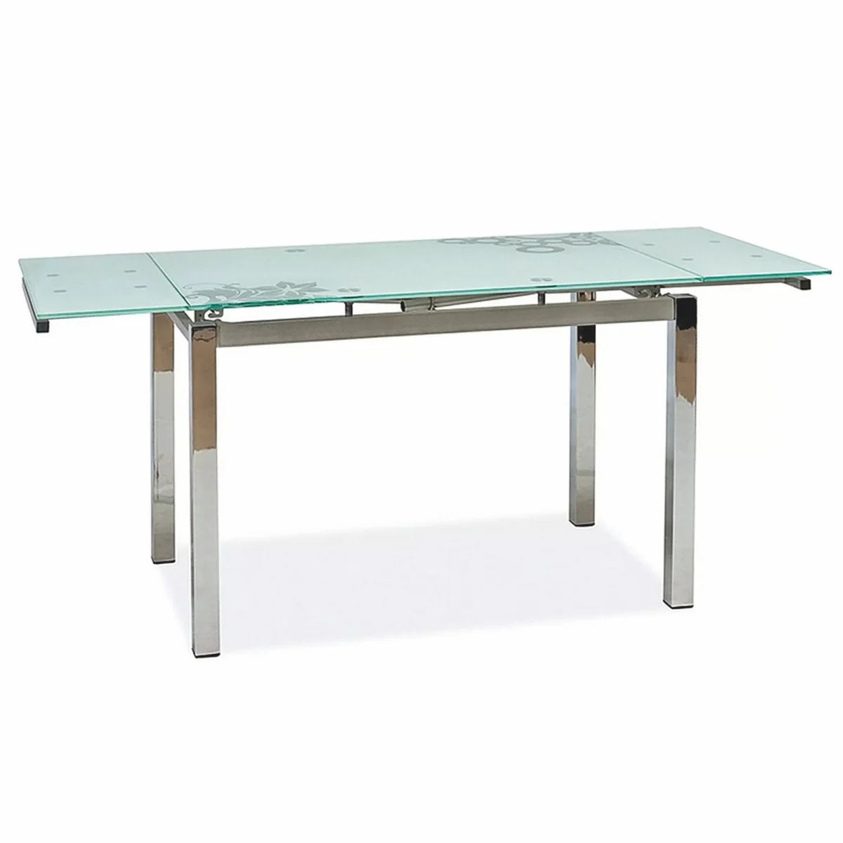 Metal dining table with glass top silver 110-170 cm - Expandable kitchen table