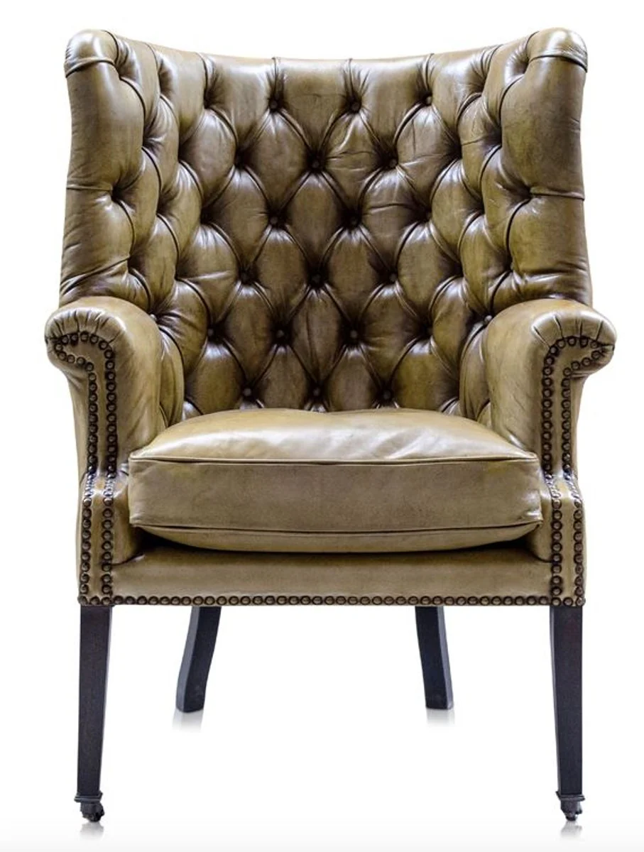 Luxury genuine leather armchair yellow / black 84 x 85 x H. 112 cm - luxury hotel furniture