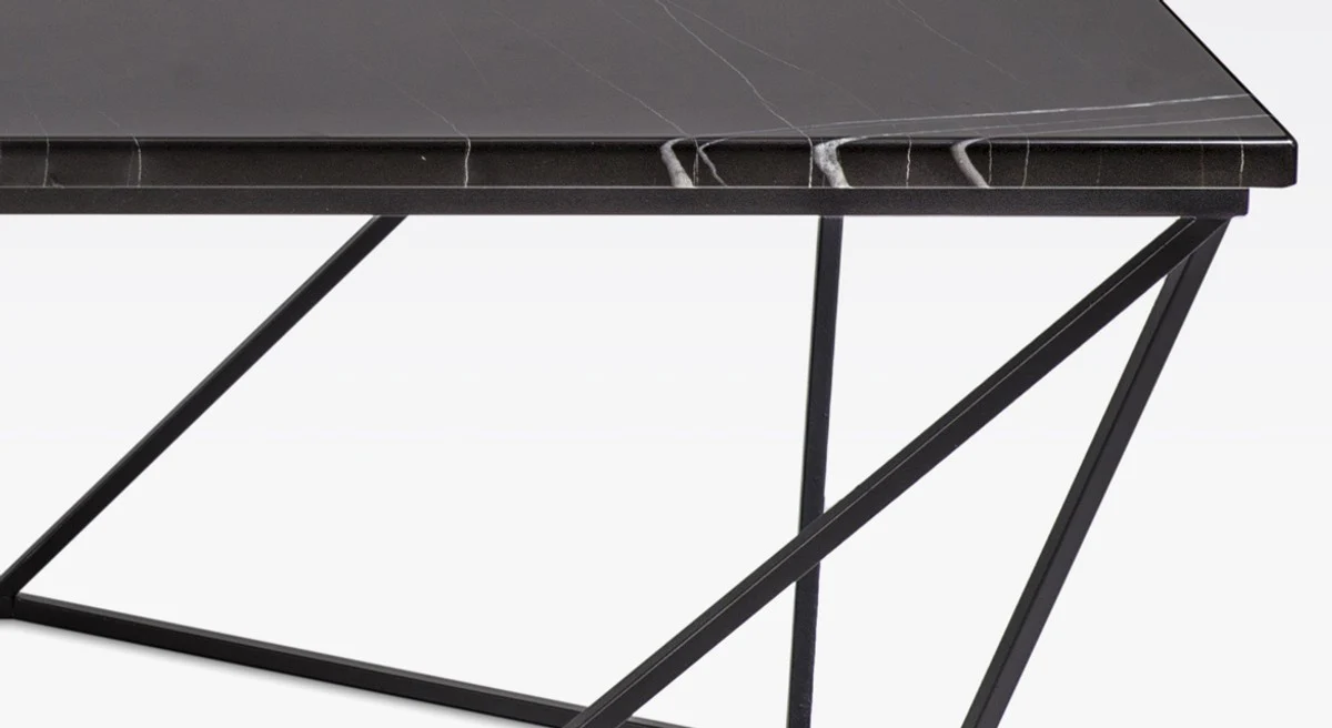 Luxury coffee table black / black 130 x 70 x H. 40 cm - Rectangular living room table with marble top and metal frame - Modern living room furniture