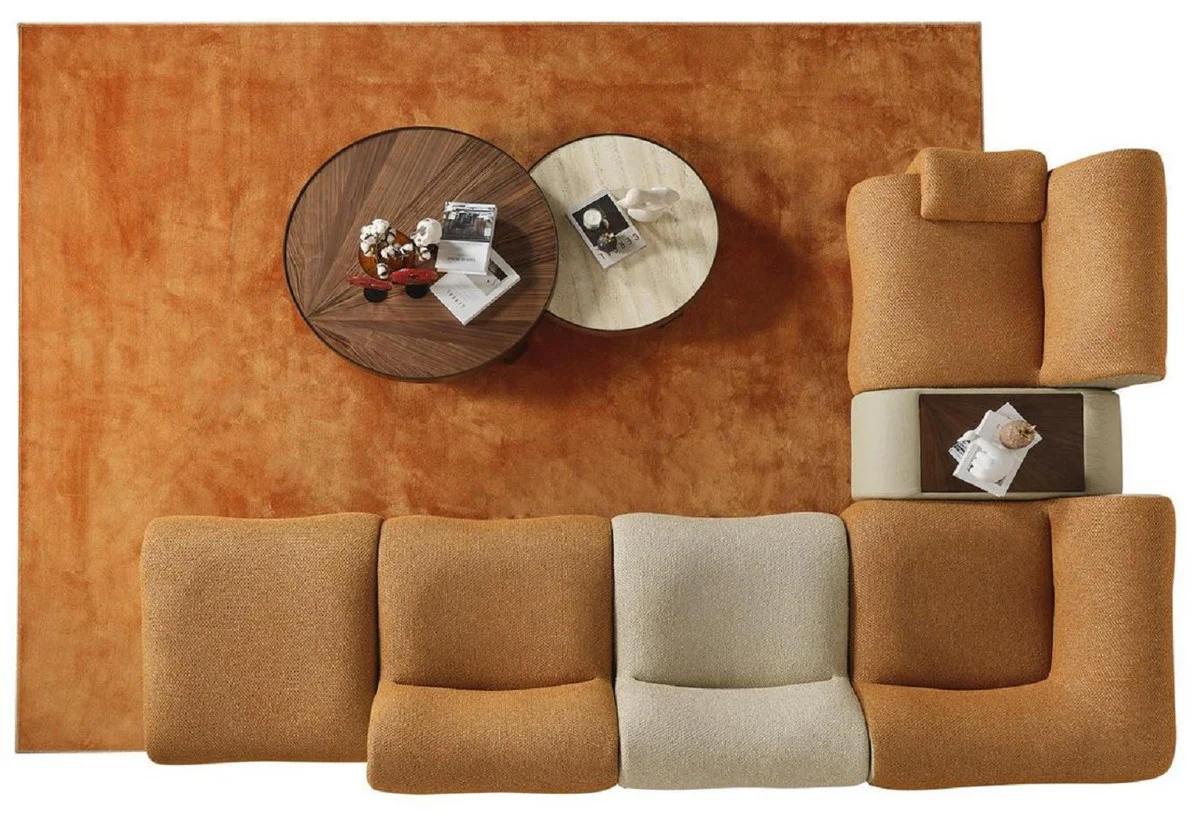 Luxury corner sofa brown / cream / gray 340 x 232 x H. 72 cm - Modular 6-piece living room sofa - Hotel sofa - Living room furniture - Hotel furniture - Luxury furniture