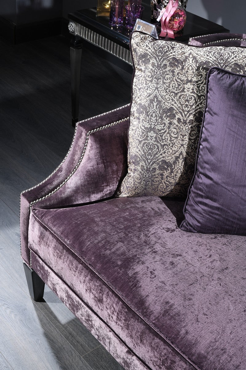 Luxury Baroque Living Room Set Purple / Black / Silver - 2 Sofas & 2 Armchairs & 1 Coffee Table & 2 Side Tables - Baroque Furniture