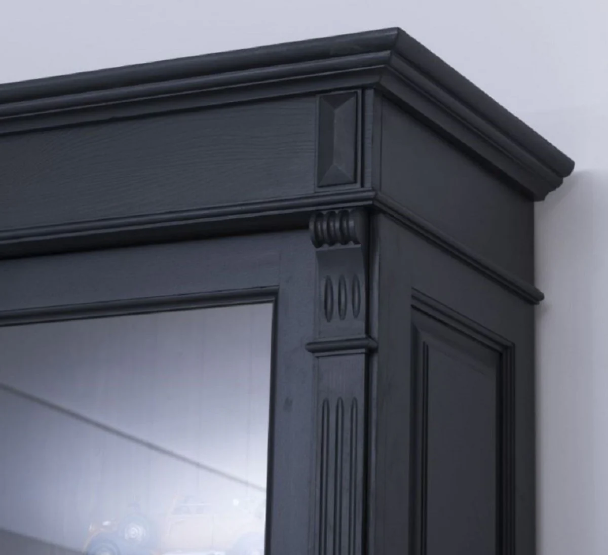 Country house style display cabinet black / natural colors 120 x 51 x H. 240 cm - solid wood cabinet - display cabinet - living room cabinet - country house style furniture