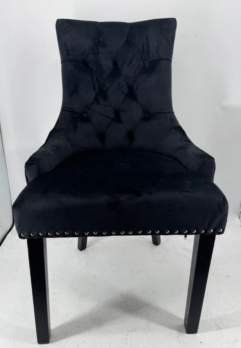 Luxus Samt Esszimmer Stuhl Schwarz H. 100 cm - Esszimmer Möbel