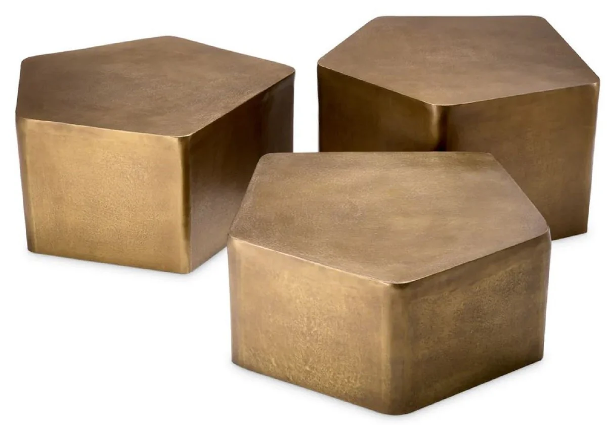 Luxus Aluminum Couchtisch 3er Set Vintage Brass