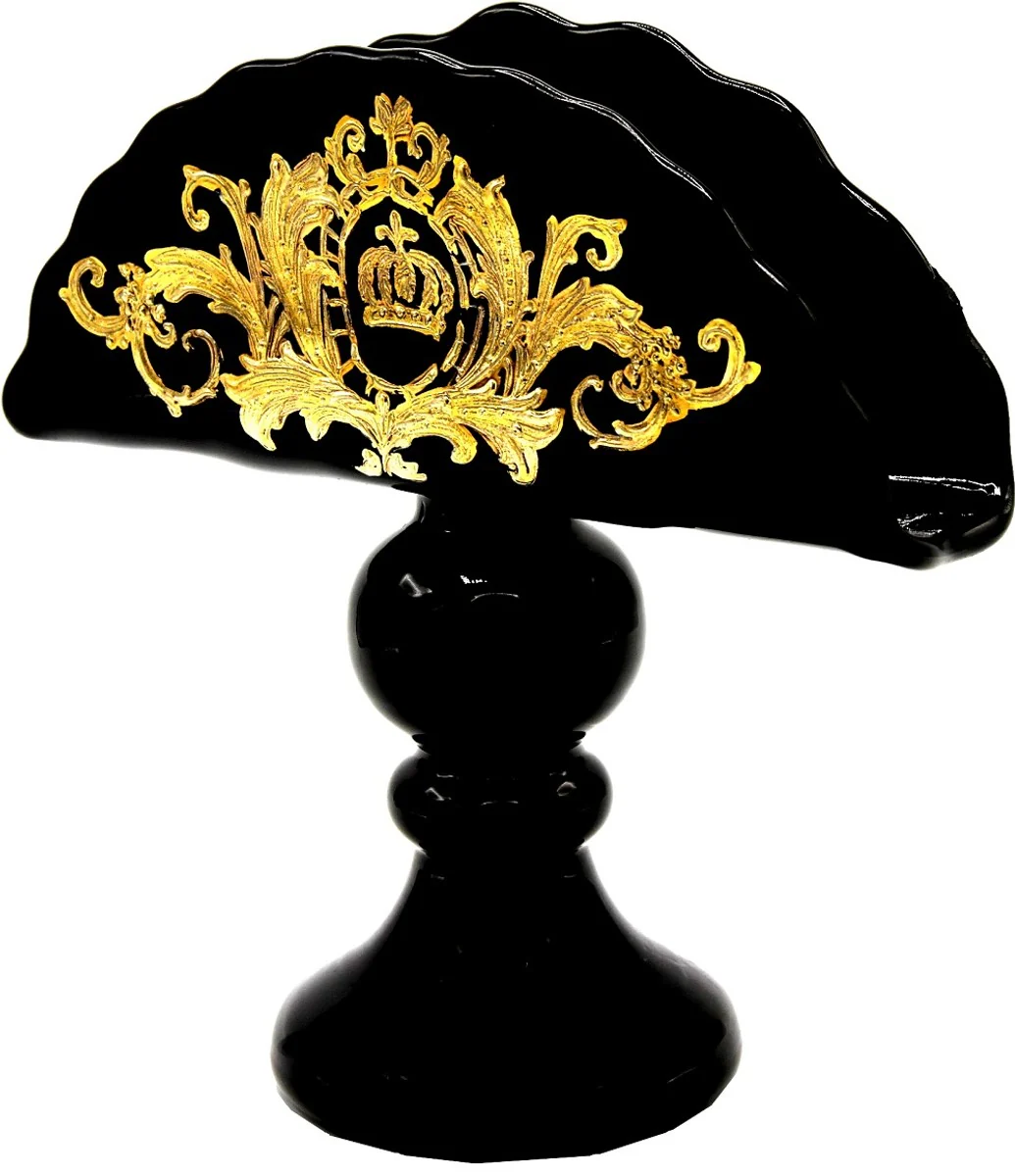 Pompöös by Luxus napkin holder with 24 carat gold plating black / gold 19.5 x 9 x H. 19 cm - Pompöös napkin holder designed by Harald Glööckler