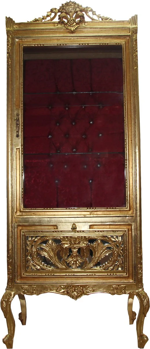 Baroque display cabinet gold / bordeaux - display cabinet - living room cabinet glass display cabinet - antique look