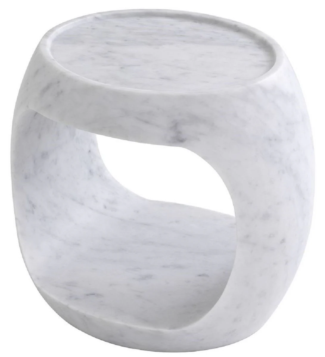 Luxury marble side table white 43 x 36.5 x H. 40.5 cm - marble furniture - luxury quality
