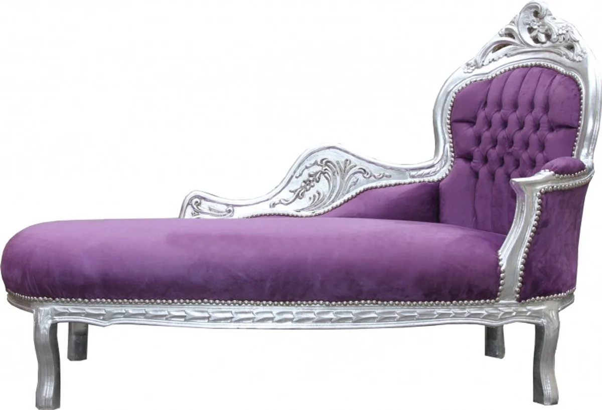 Barock Chaiselongue Mod2 Lila/Silber - Barock Möbel