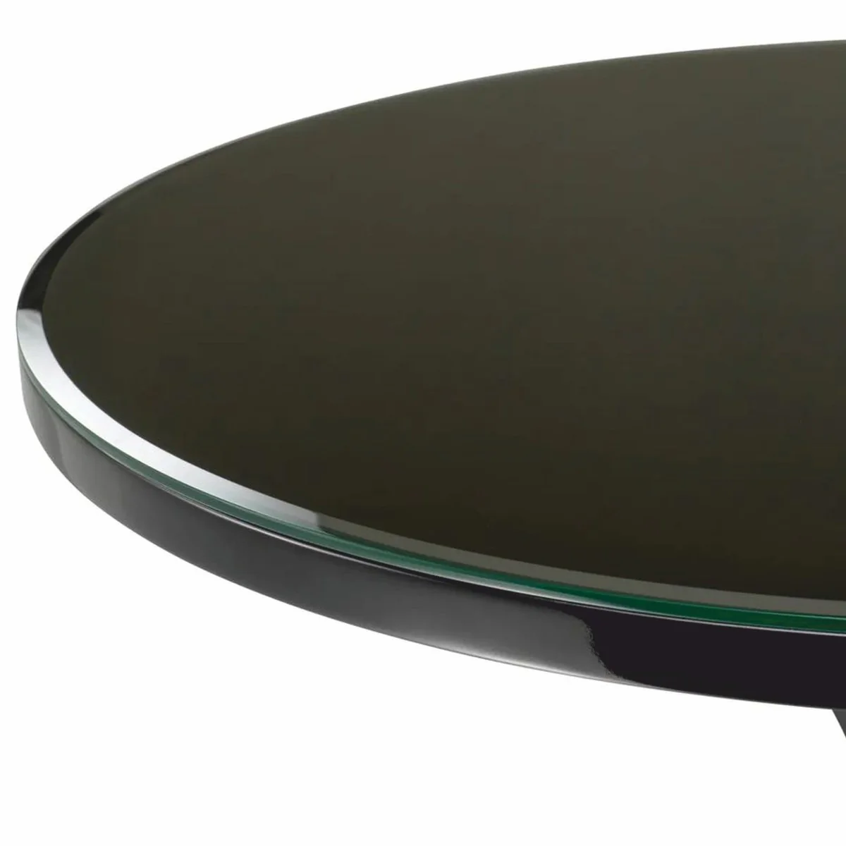 Luxury mahogany side table with black glass top Ø 69 x H. 68 cm