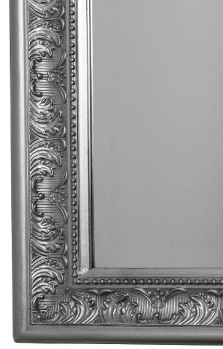 Baroque mirror silver 52 x H. 62 cm - Handcrafted baroque wall mirror with facet cut and beautiful decorations