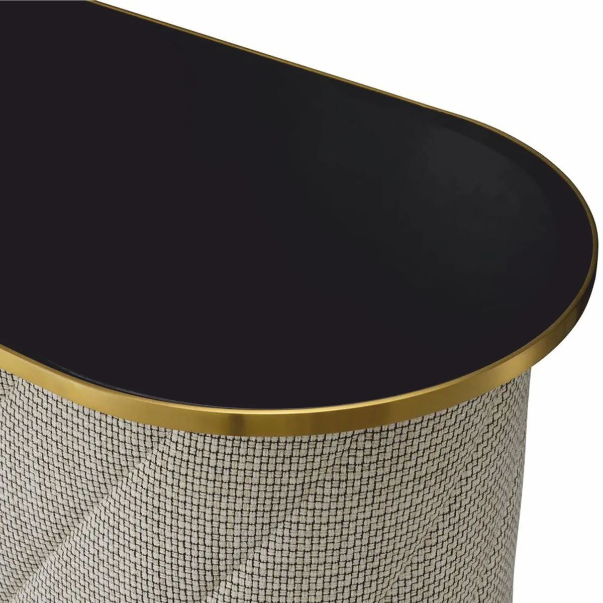 Luxury bar counter with glass top cream white / black / brass 140 cm - bar furniture