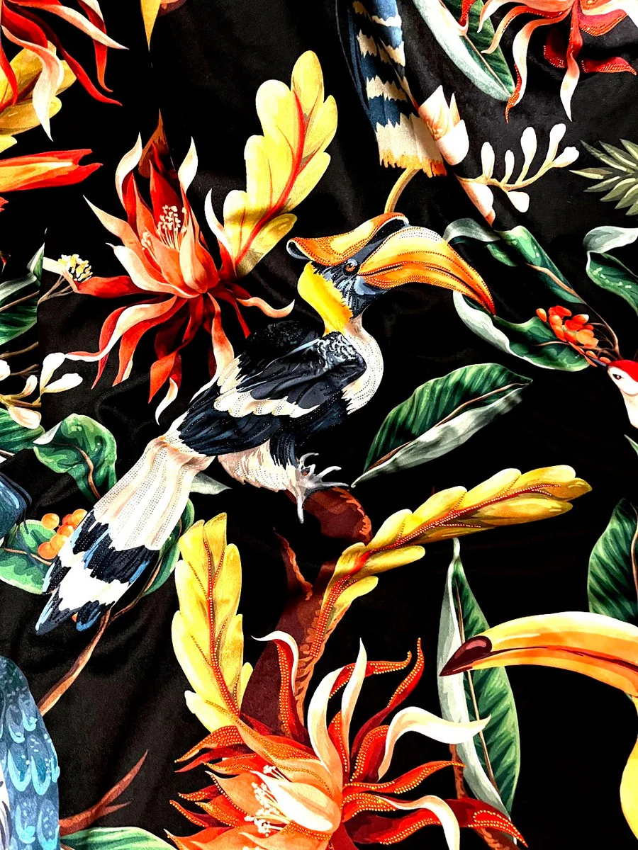 Luxury blanket Pompöös by Jungle black / multicolored with lots of glitter stones - Pompöös blanket designed by Harald Glööckler Jungle