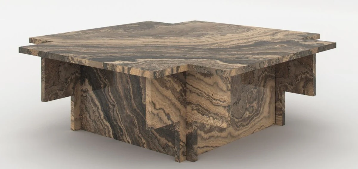 Luxury marble coffee table beige / gray / black 95 x 95 x H. 35 cm - Elegant living room table made of high-quality Eramosa marble - Luxury living room furniture