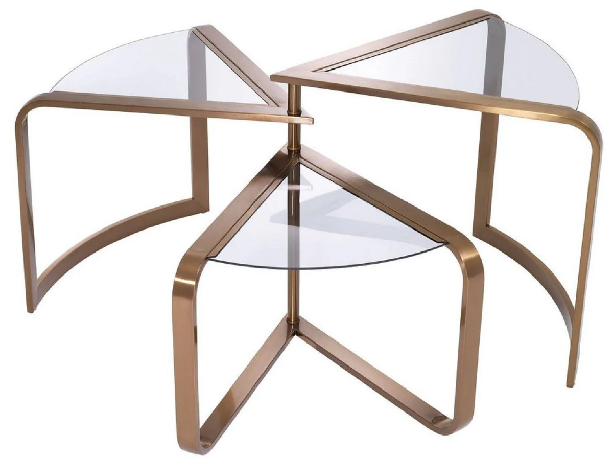 Designer stainless steel side table with glass tops copper colored 109 x 58 x H. 56 cm - designer furniture