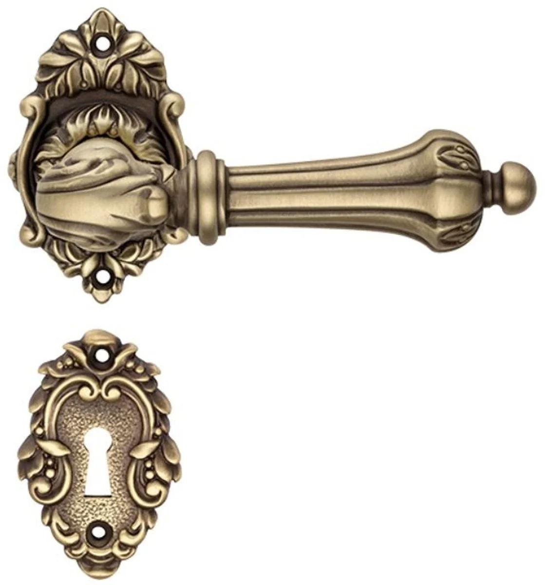 Baroque door handle set 14.2 x H. 8.4 cm - Various colors - 2 magnificent brass door handles with rosettes - Luxury quality - Made in Italy