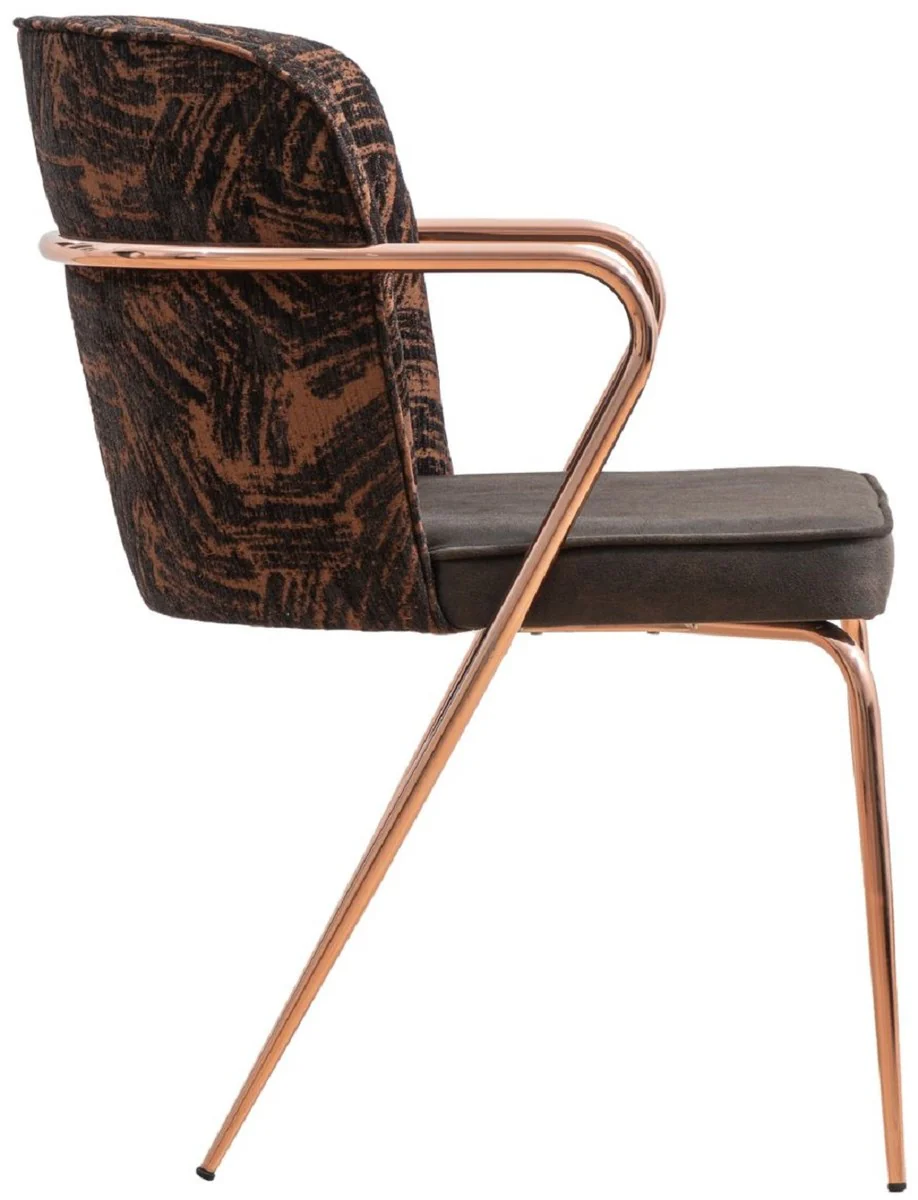 Luxury dining room chair set of 6 with armrests gray / brown / black / copper