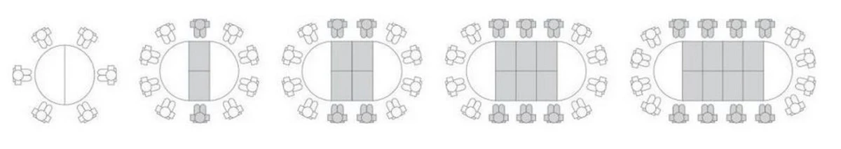 Luxury dining table gray / black 140-320 x 140 x H. 77 cm - Round extendable solid wood conference table - Dining room furniture - Office furniture - Solid wood furniture - Luxury furniture