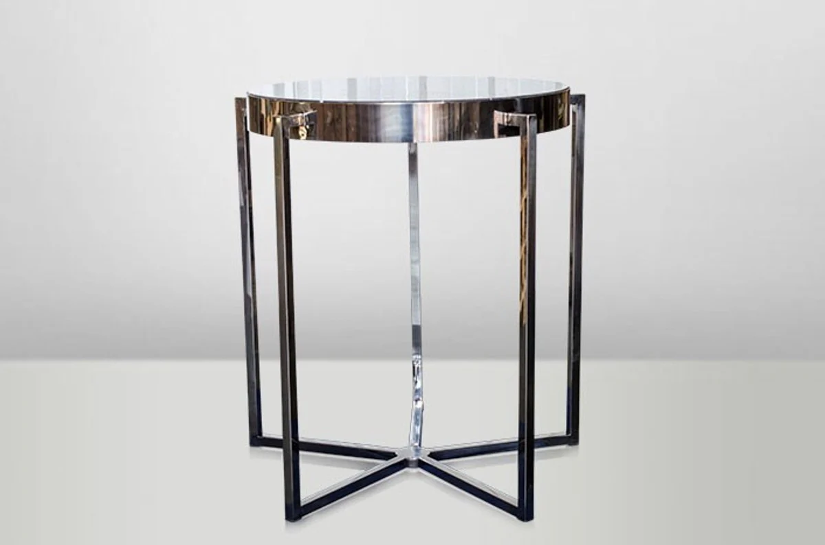 Art Deco side table black metal / marble 65 x 65 cm - Art Nouveau table - furniture flower table