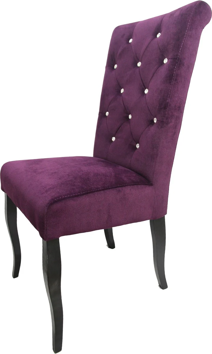 Neo Baroque Dining Room Chair Purple / Black with Bling Bling Rhinestones - Design Furniture