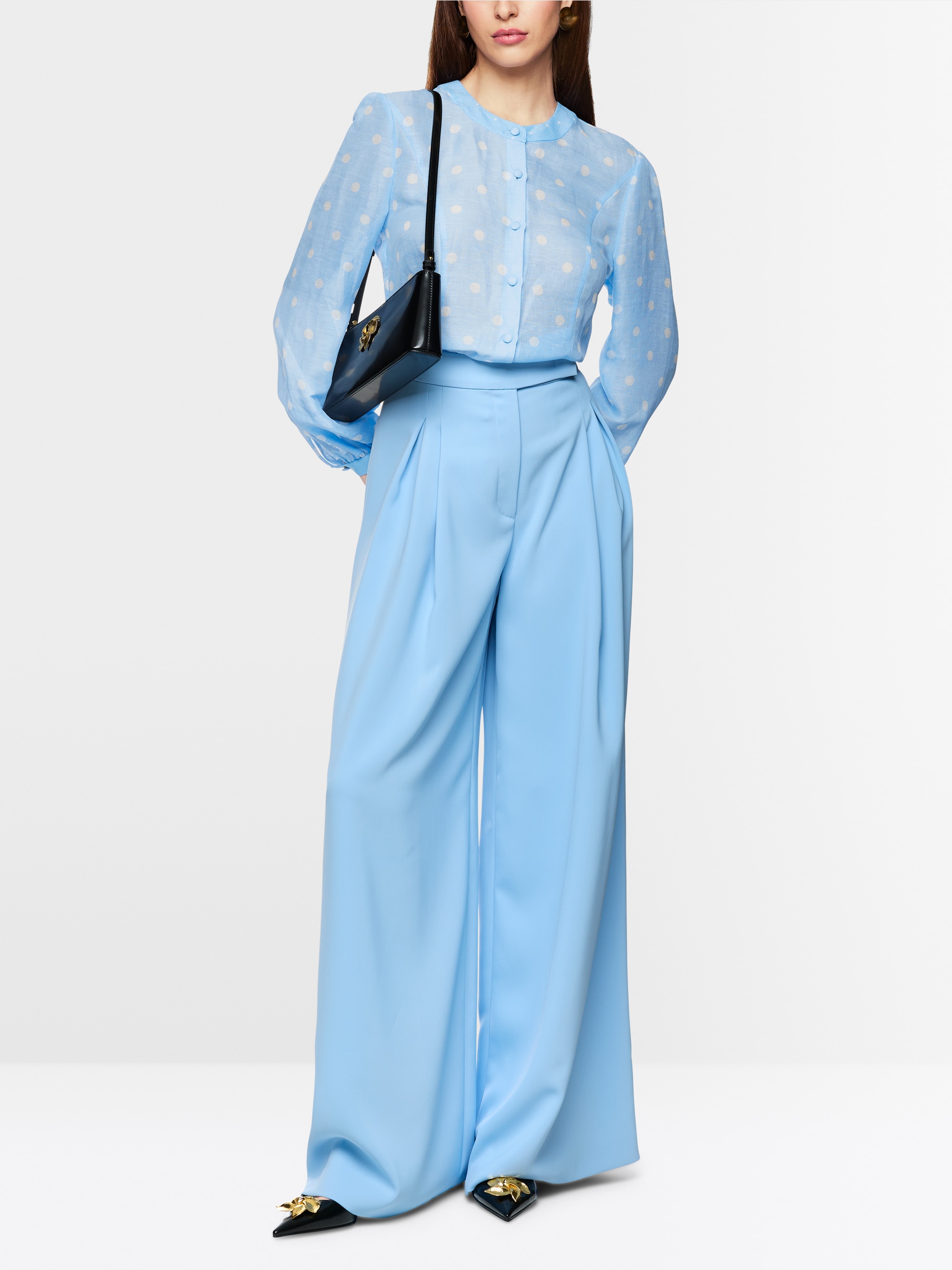 Marc-Cain Bluse mit Punkten aus Seide und Leinen