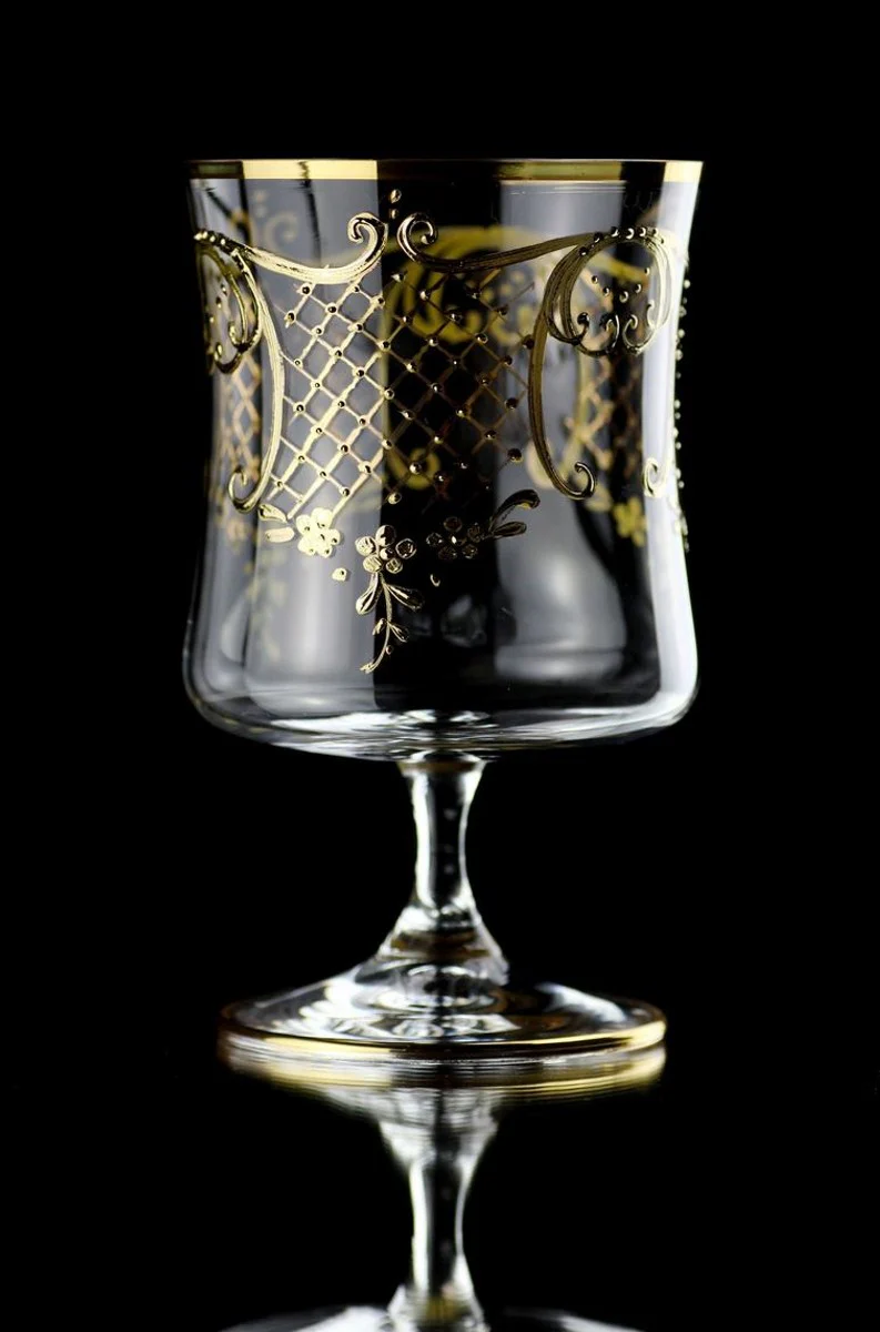 Luxury Baroque Brandy Glass Set of 6 Gold Ø 8.5 x H. 14.5 cm - Handmade and hand-painted cognac glasses - Hotel & Restaurant Accessories - Luxury quality