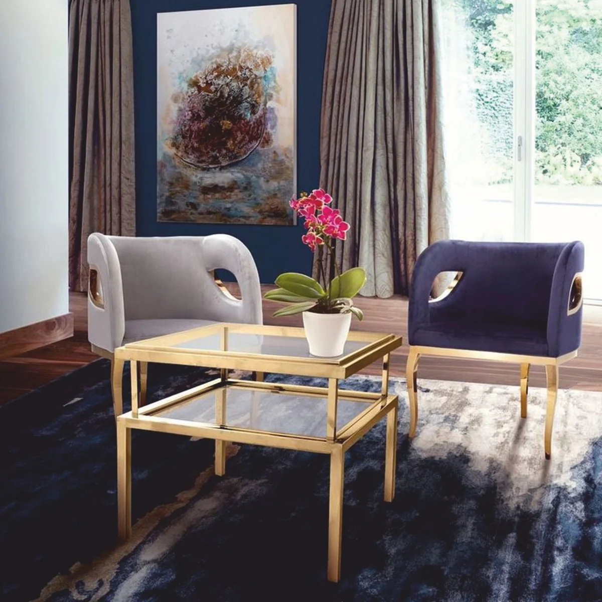 Luxury side table gold H. 55 cm - living room furniture