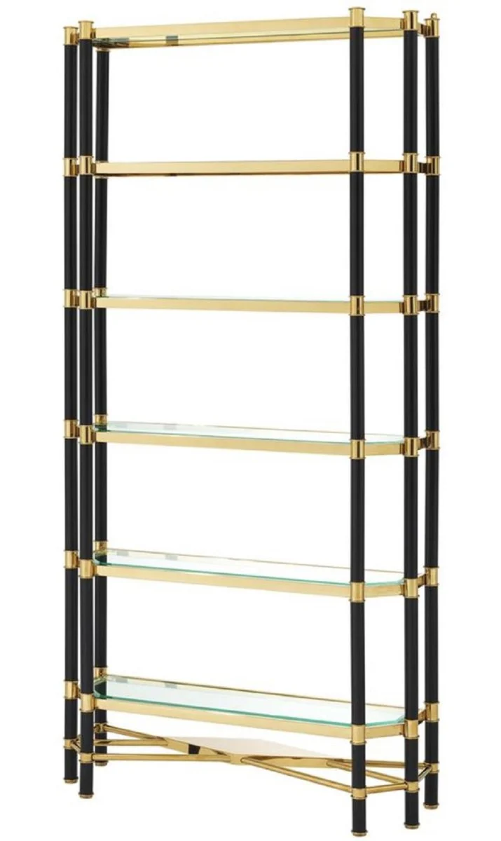 Luxury living room shelf cabinet gold / black 110 x 35 x H. 220 cm - living room cabinet
