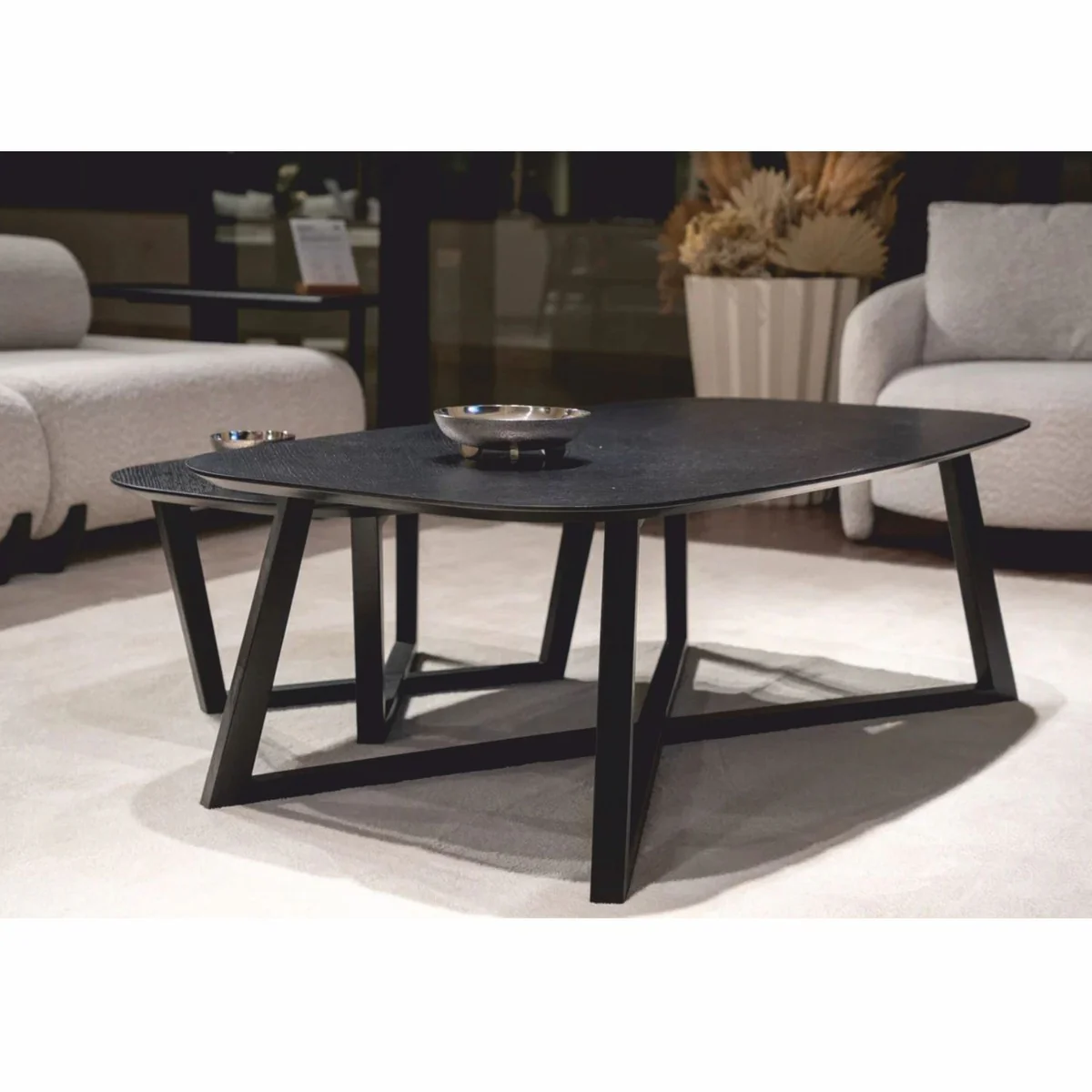 Luxury Solid Wood Coffee Table Set Black - Hotel & Living Room Furniture