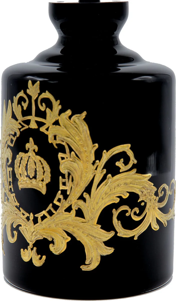 Pompöös by Luxus whiskey carafe with 24 carat gold plating black / gold Ø 12.5 x H. 25 cm - Pompöös glass carafe designed by Harald Glööckler