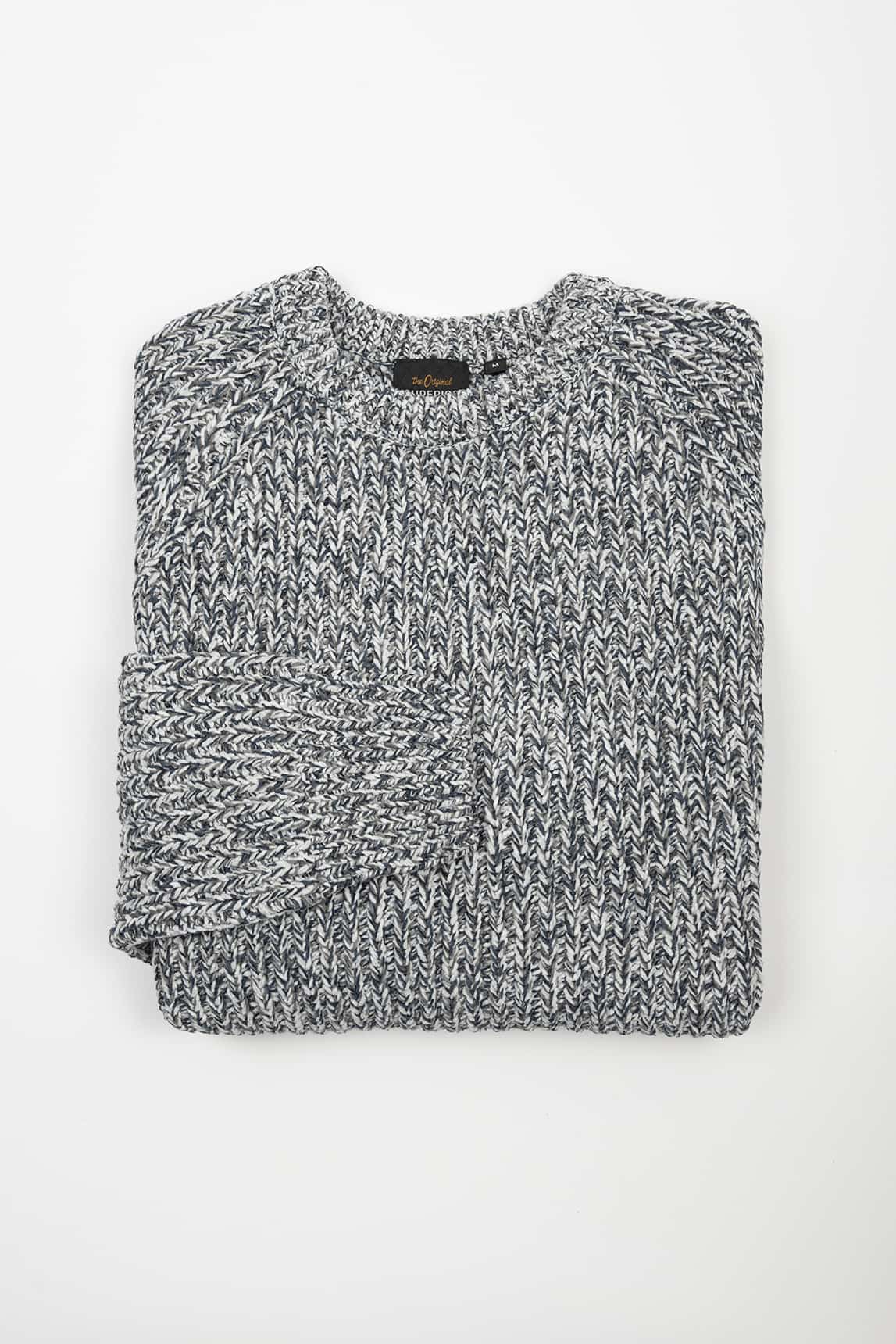 Rivera-Spanien-Pullover, hochwertiger dicker Strick in grau meliert