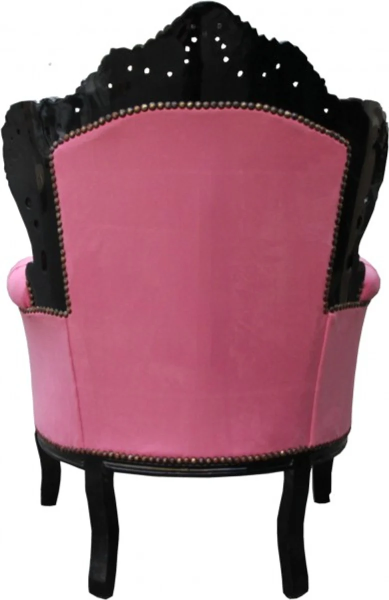 Baroque armchair King pink/black with bling bling glitter stones - Limited Edition