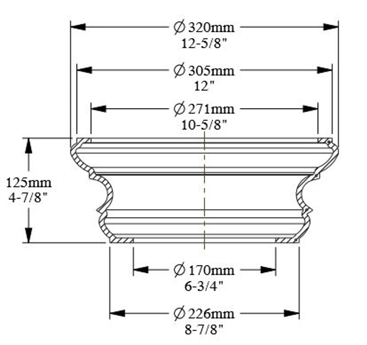 Baroque decorative element base white Ø 32 x H. 12.5 cm - round decorative column base in baroque style