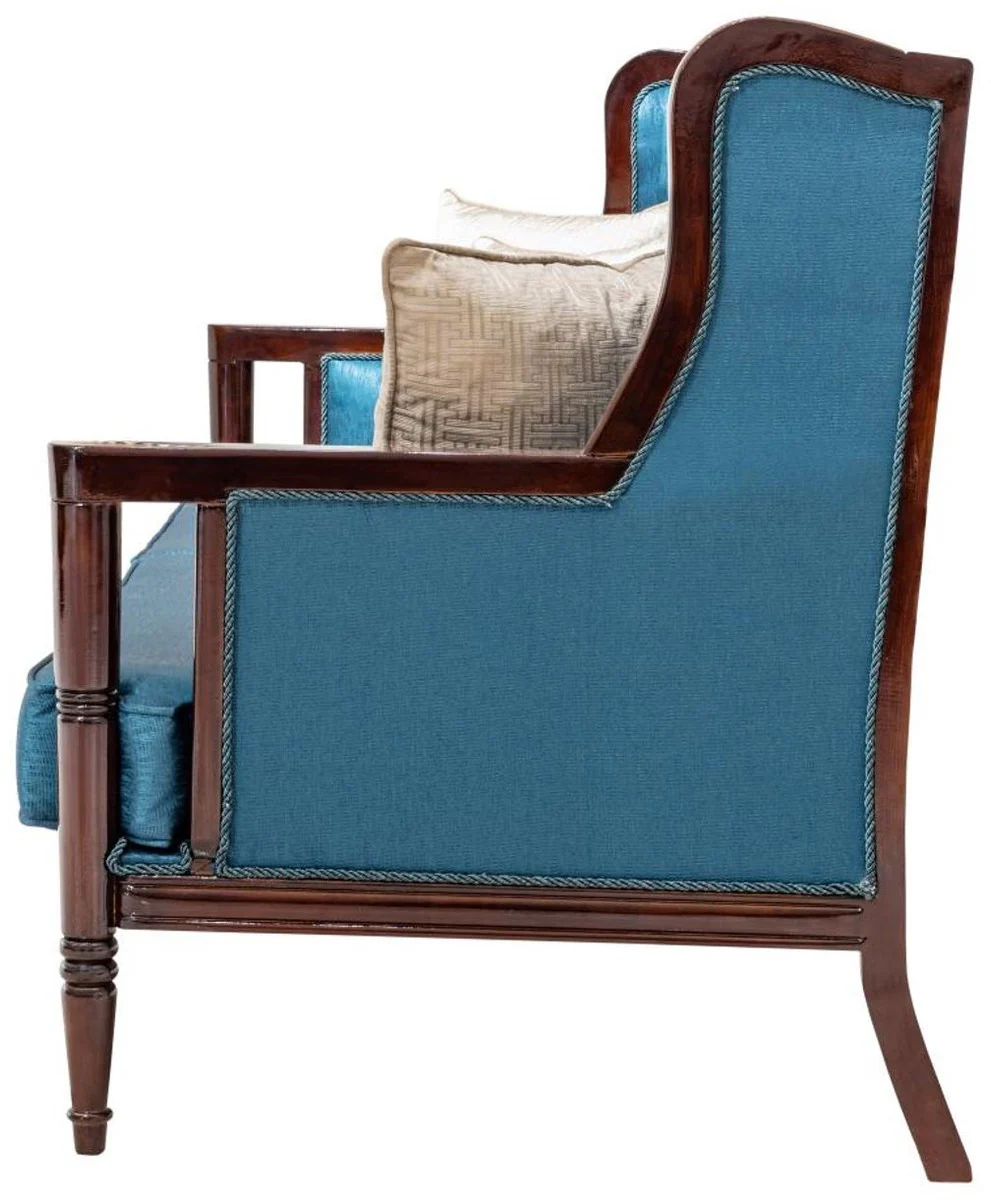 Luxury baroque sofa blue / dark brown 230 cm